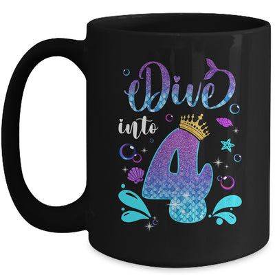 Dive Into 4 Birthday Decorations Girl 4th Birthday Mermaid Mug | siriusteestore
