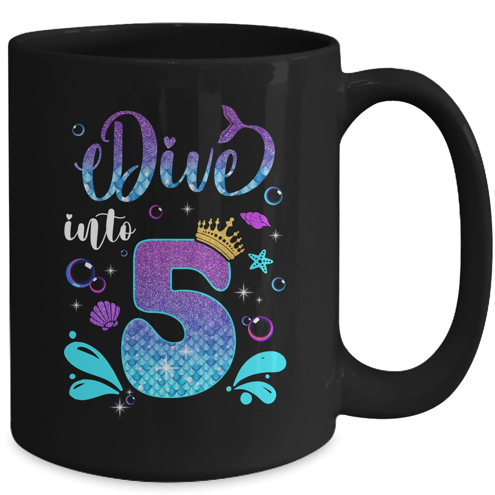 Dive Into 5 Birthday Decorations Girl 5th Birthday Mermaid Mug | siriusteestore