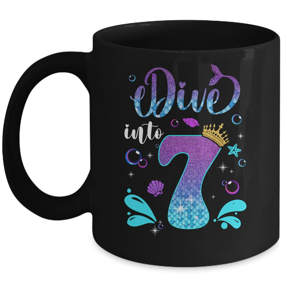 Dive Into 7 Birthday Decorations Girl 7th Birthday Mermaid Mug | siriusteestore