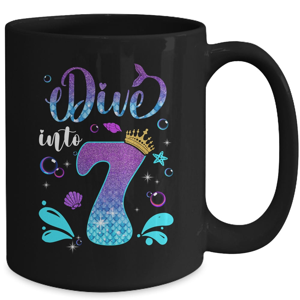 Dive Into 7 Birthday Decorations Girl 7th Birthday Mermaid Mug | siriusteestore