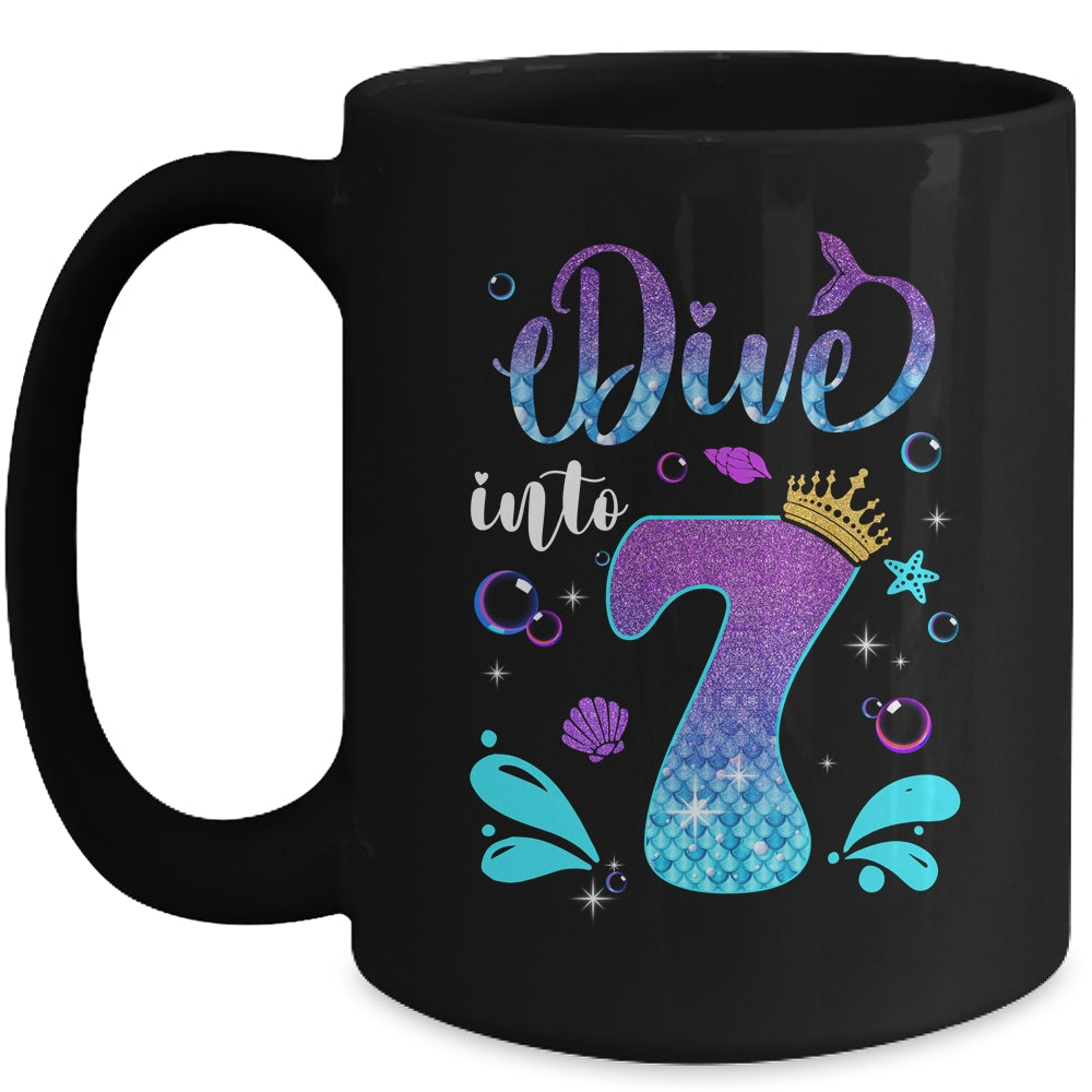 Dive Into 7 Birthday Decorations Girl 7th Birthday Mermaid Mug | siriusteestore