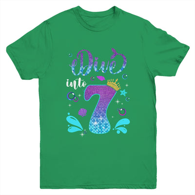 Dive Into 7 Birthday Decorations Girl 7th Birthday Mermaid Youth Shirt | siriusteestore