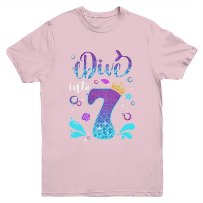 Dive Into 7 Birthday Decorations Girl 7th Birthday Mermaid Youth Shirt | siriusteestore