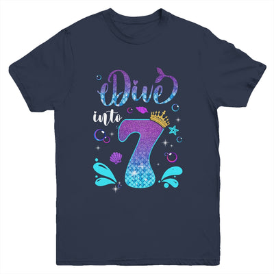 Dive Into 7 Birthday Decorations Girl 7th Birthday Mermaid Youth Shirt | siriusteestore
