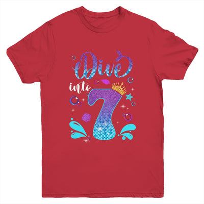 Dive Into 7 Birthday Decorations Girl 7th Birthday Mermaid Youth Shirt | siriusteestore