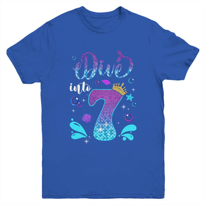 Dive Into 7 Birthday Decorations Girl 7th Birthday Mermaid Youth Shirt | siriusteestore