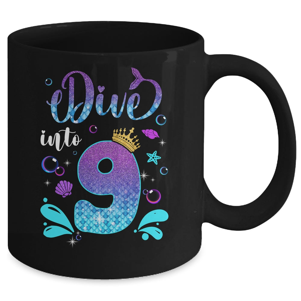 Dive Into 9 Birthday Decorations Girl 9th Birthday Mermaid Mug | siriusteestore