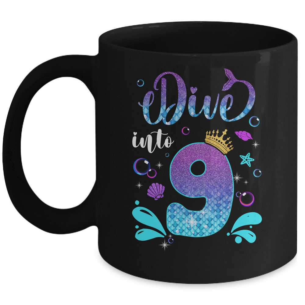 Dive Into 9 Birthday Decorations Girl 9th Birthday Mermaid Mug | siriusteestore