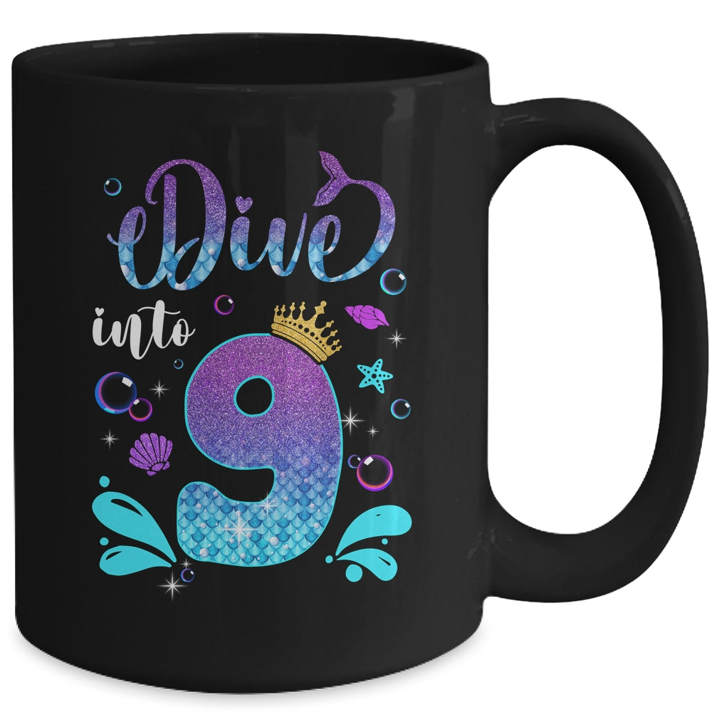 Dive Into 9 Birthday Decorations Girl 9th Birthday Mermaid Mug | siriusteestore