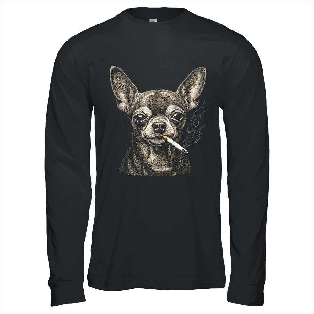 Dog Smoking Cigarette Funny Chihuahua Meme Vintage Dog Men Shirt & Hoodie | siriusteestore