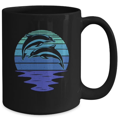 Dolphin Silhouette 70s Vintage Retro Sunset Dolphin Zookeep Mug | siriusteestore