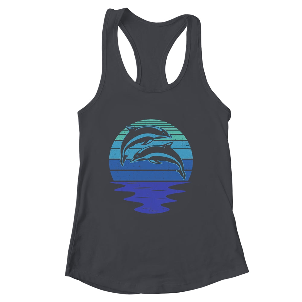 Dolphin Silhouette 70s Vintage Retro Sunset Dolphin Zookeep Shirt & Tank Top | siriusteestore