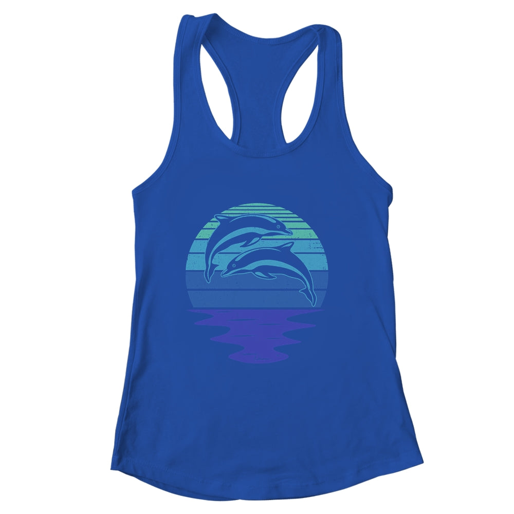Dolphin Silhouette 70s Vintage Retro Sunset Dolphin Zookeep Shirt & Tank Top | siriusteestore