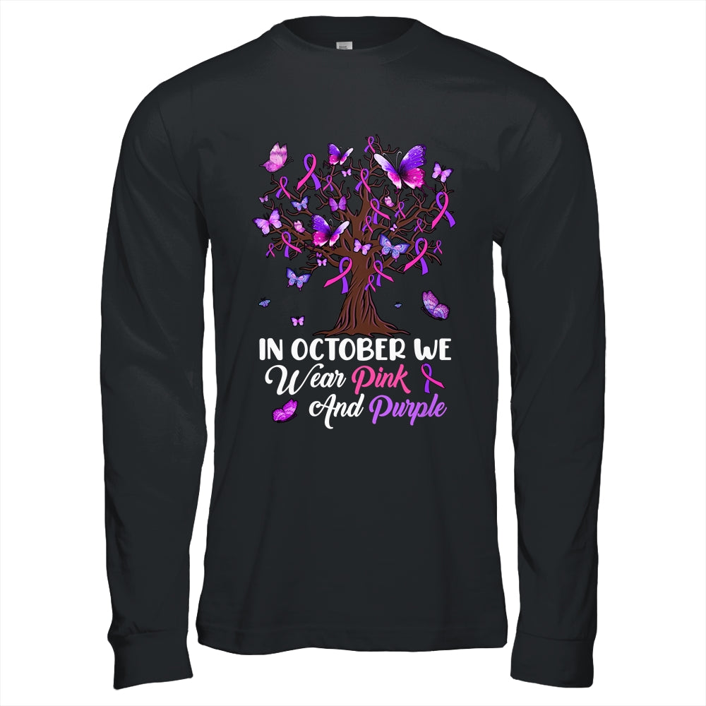 Domestic Violence Breast Cancer Awareness Month Ribbon Tree Shirt & Hoodie | siriusteestore