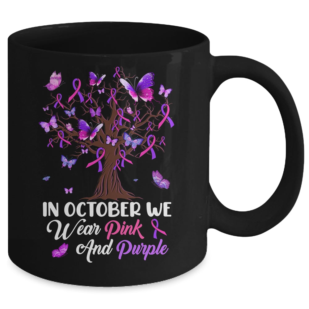 Domestic Violence Breast Cancer Awareness Month Ribbon Tree Mug | siriusteestore