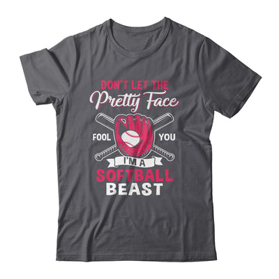 Don't Let The Pretty Face Fool You Softball Beauty Girl Shirt & Tank Top | siriusteestore