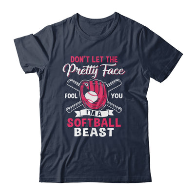 Don't Let The Pretty Face Fool You Softball Beauty Girl Shirt & Tank Top | siriusteestore