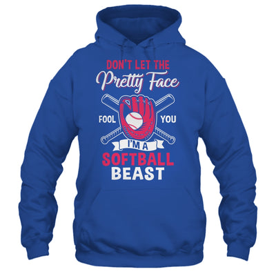 Don't Let The Pretty Face Fool You Softball Beauty Girl Shirt & Tank Top | siriusteestore