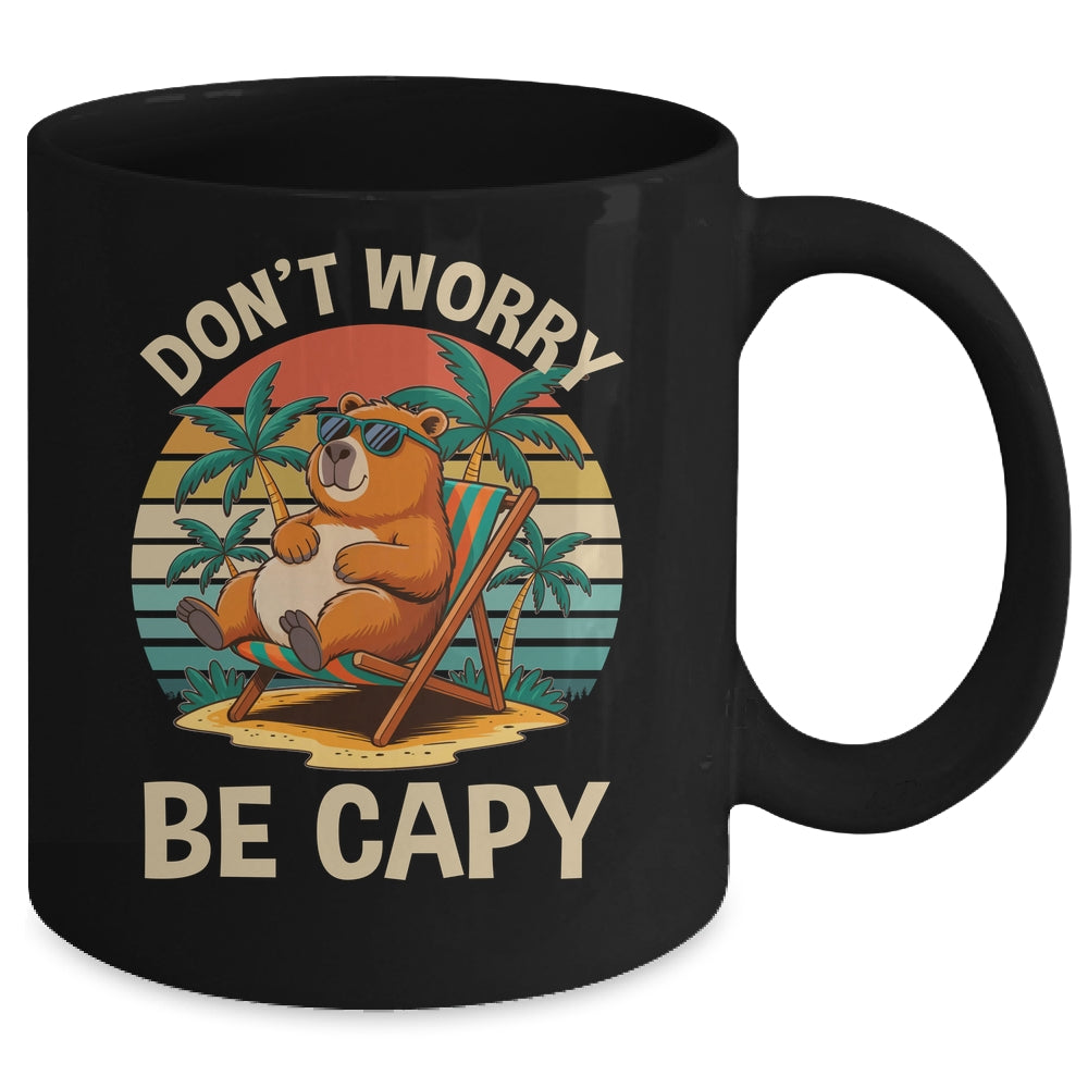 Dont Worry Be Capy Funny Capybara Retro Boys Girls Kids Mug | siriusteestore