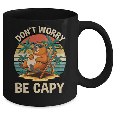 Dont Worry Be Capy Funny Capybara Retro Boys Girls Kids Mug | siriusteestore