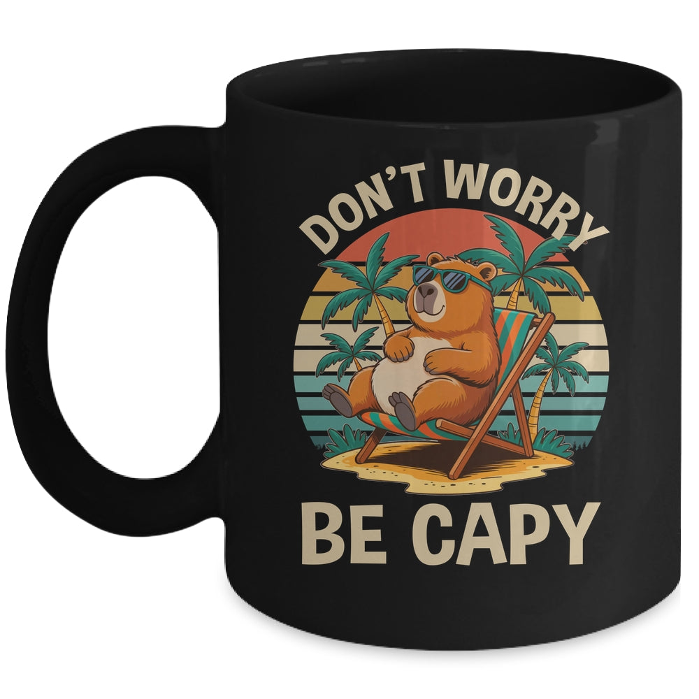 Dont Worry Be Capy Funny Capybara Retro Boys Girls Kids Mug | siriusteestore