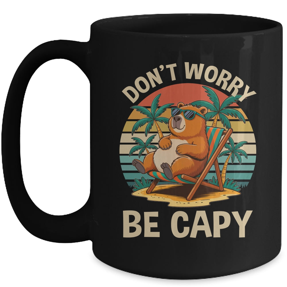 Dont Worry Be Capy Funny Capybara Retro Boys Girls Kids Mug | siriusteestore