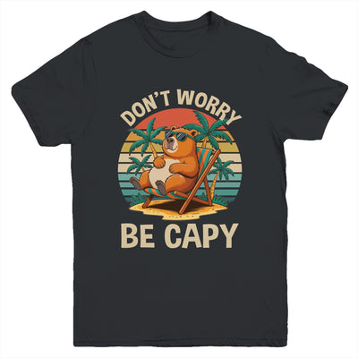 Dont Worry Be Capy Funny Capybara Retro Boys Girls Kids Youth Shirt | siriusteestore