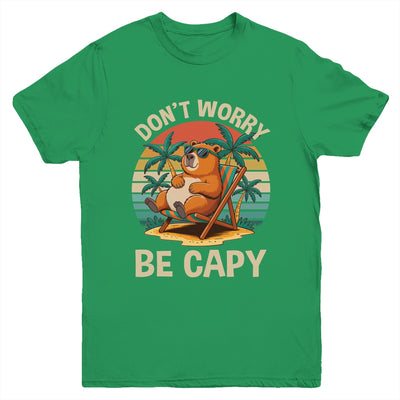 Dont Worry Be Capy Funny Capybara Retro Boys Girls Kids Youth Shirt | siriusteestore
