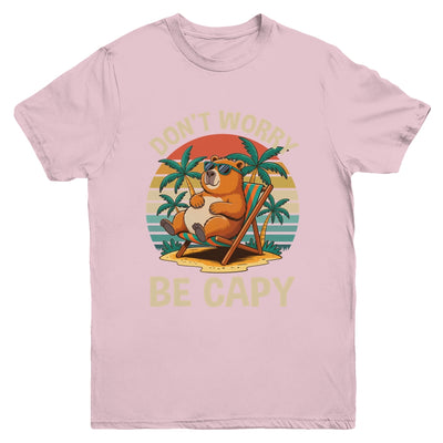 Dont Worry Be Capy Funny Capybara Retro Boys Girls Kids Youth Shirt | siriusteestore