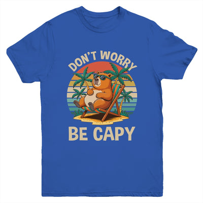 Dont Worry Be Capy Funny Capybara Retro Boys Girls Kids Youth Shirt | siriusteestore