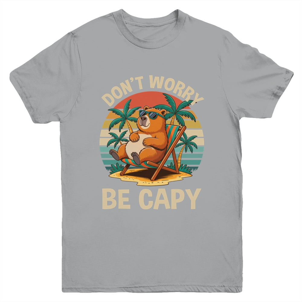 Dont Worry Be Capy Funny Capybara Retro Boys Girls Kids Youth Shirt | siriusteestore