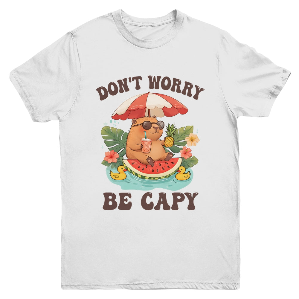 Dont Worry Be Capy Funny Capybara Youth Women Boys Kids Youth Shirt | siriusteestore