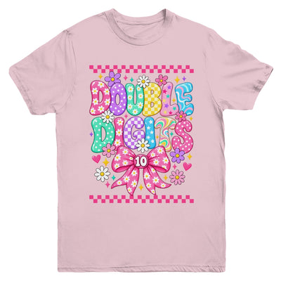 Double Digits It's My 10Th Birthday Girl Coquette Checkered Youth Shirt | siriusteestore