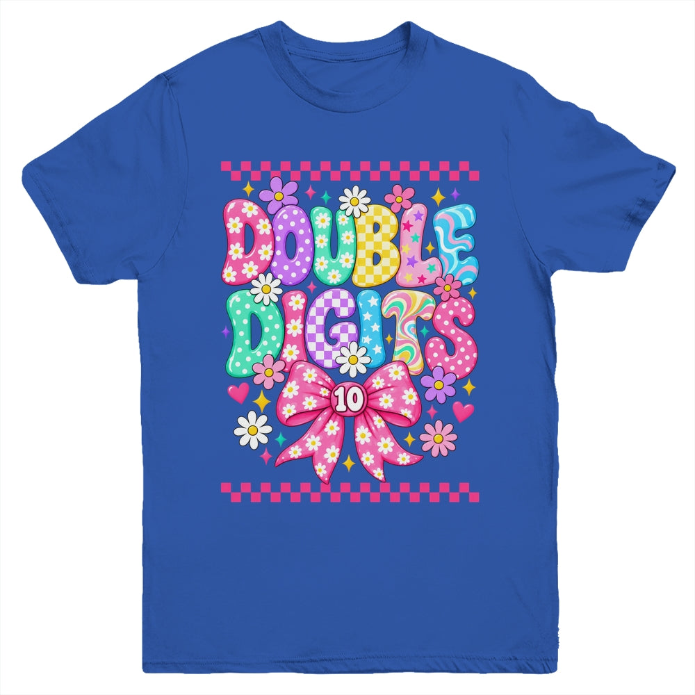 Double Digits It's My 10Th Birthday Girl Coquette Checkered Youth Shirt | siriusteestore