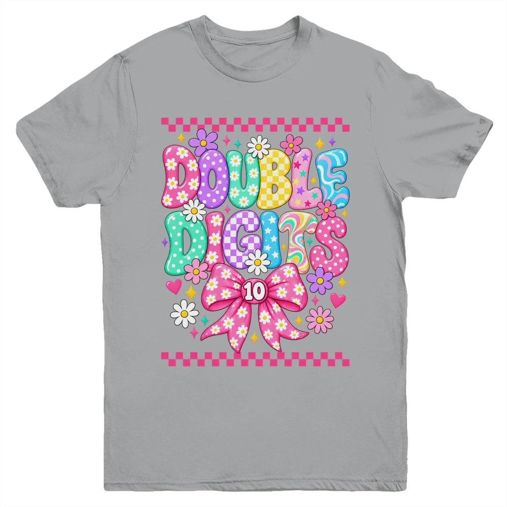 Double Digits It's My 10Th Birthday Girl Coquette Checkered Youth Shirt | siriusteestore
