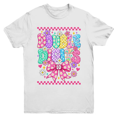 Double Digits It's My 10Th Birthday Girl Coquette Checkered Youth Shirt | siriusteestore