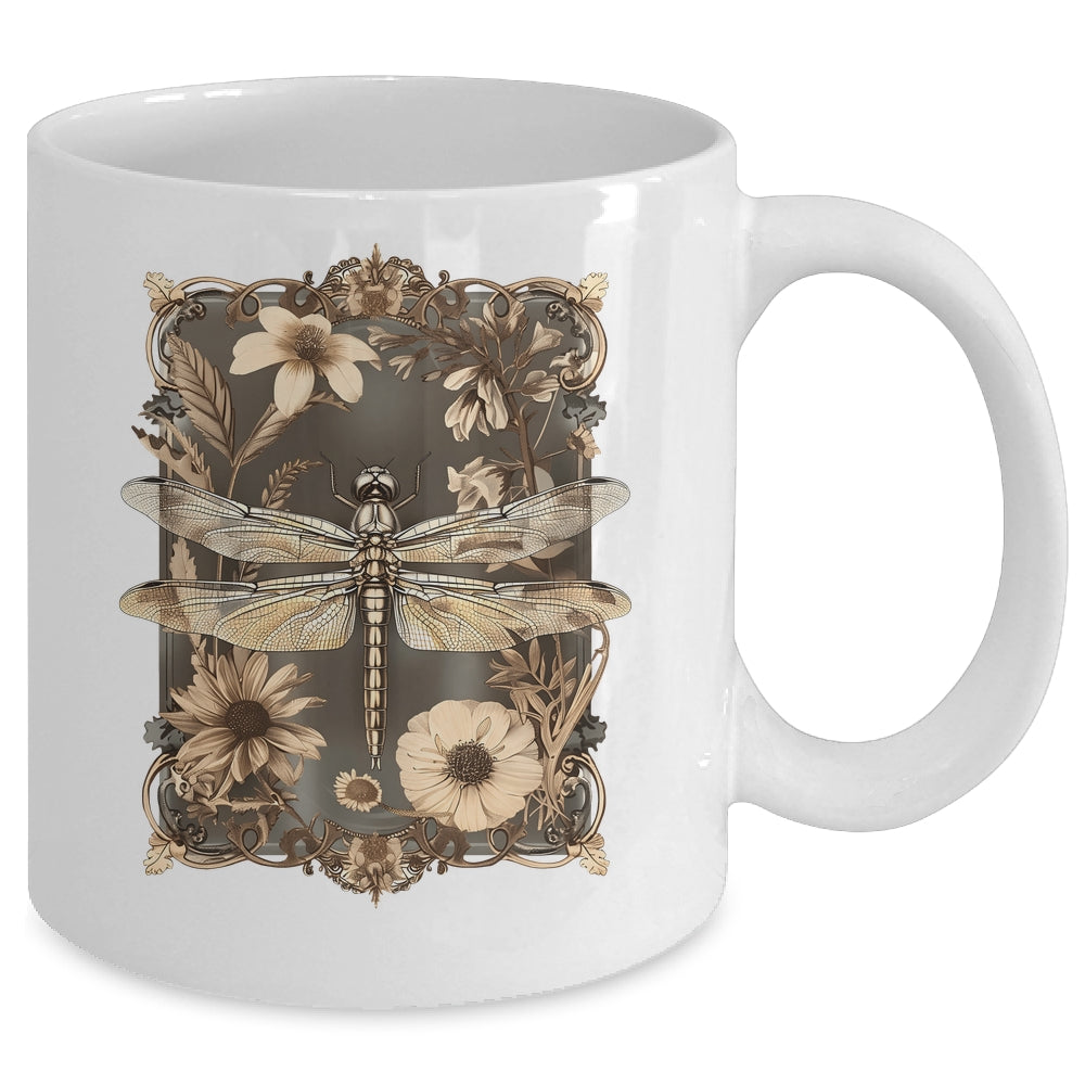 Dragonfly Floral Boho Wildflower Graphic Nature Garden Lover Mug | siriusteestore