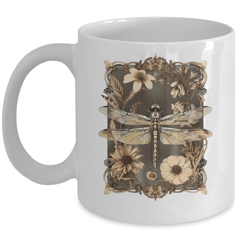 Dragonfly Floral Boho Wildflower Graphic Nature Garden Lover Mug | siriusteestore