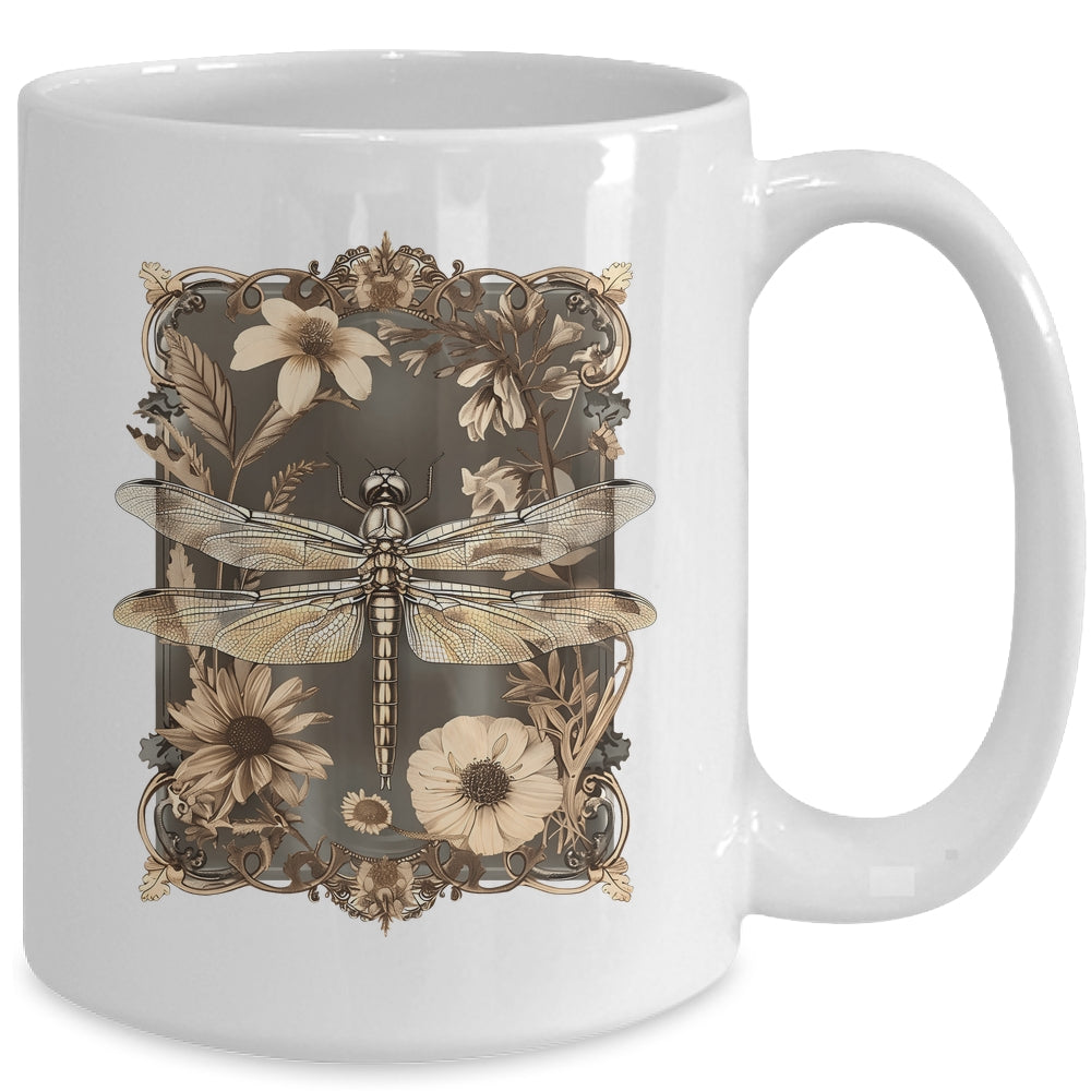 Dragonfly Floral Boho Wildflower Graphic Nature Garden Lover Mug | siriusteestore