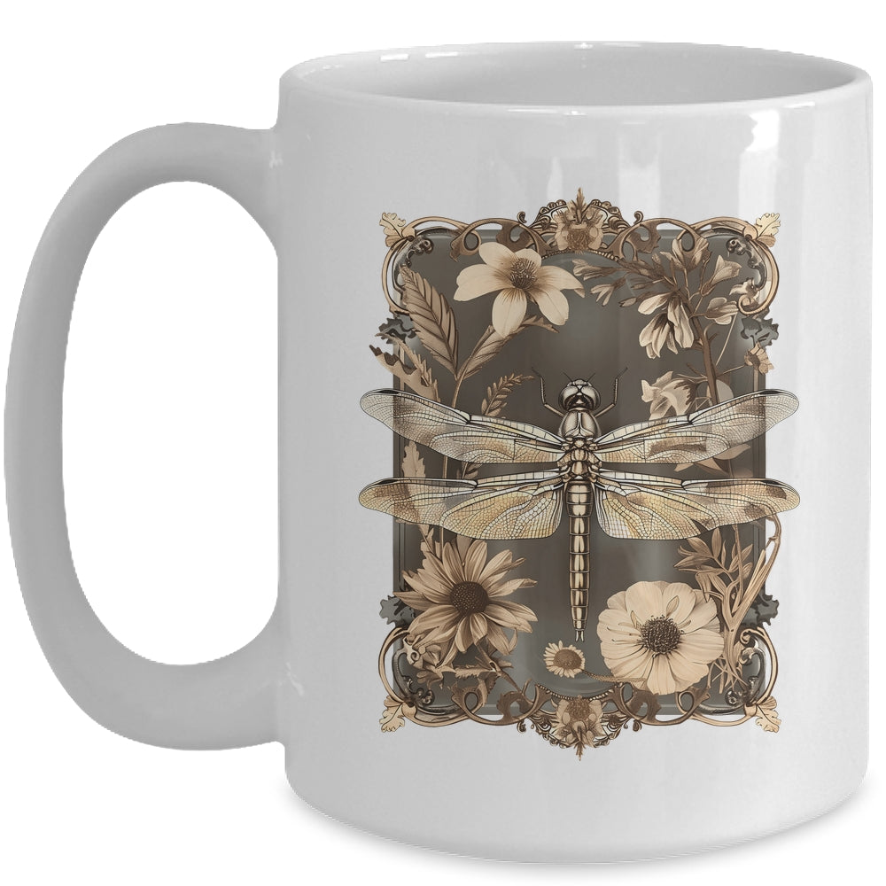 Dragonfly Floral Boho Wildflower Graphic Nature Garden Lover Mug | siriusteestore