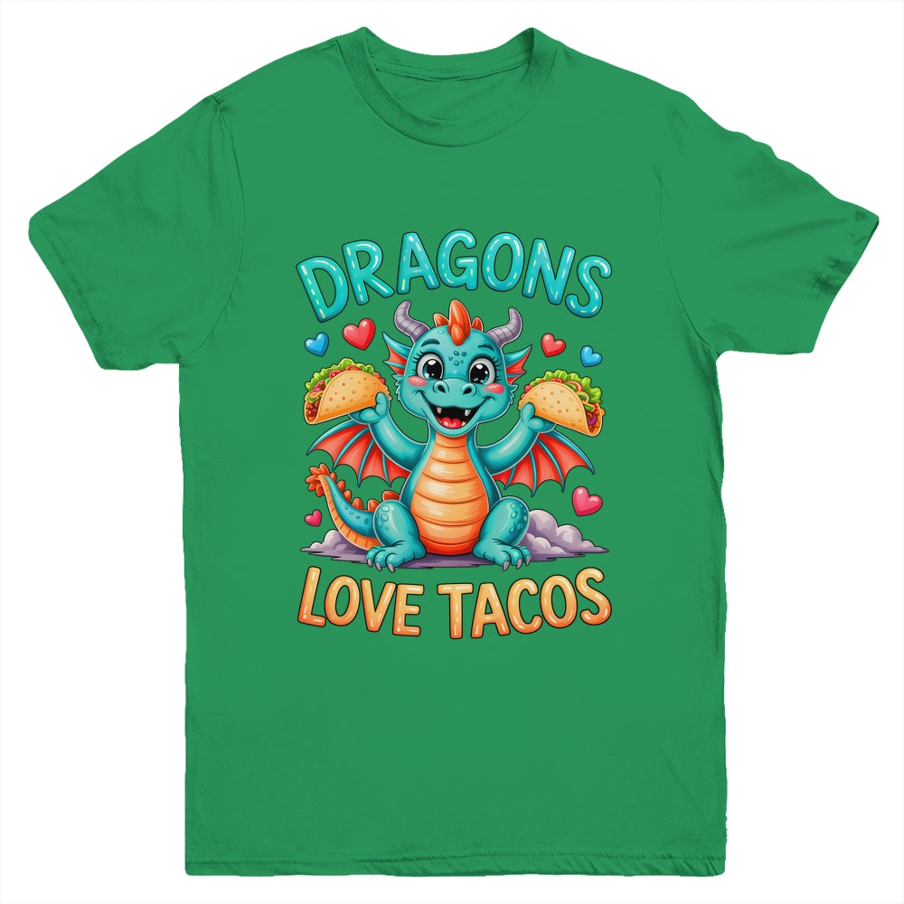 Dragons Love Tacos Costume Mexican Taco Dragon Kids Mexico Youth Shirt | siriusteestore