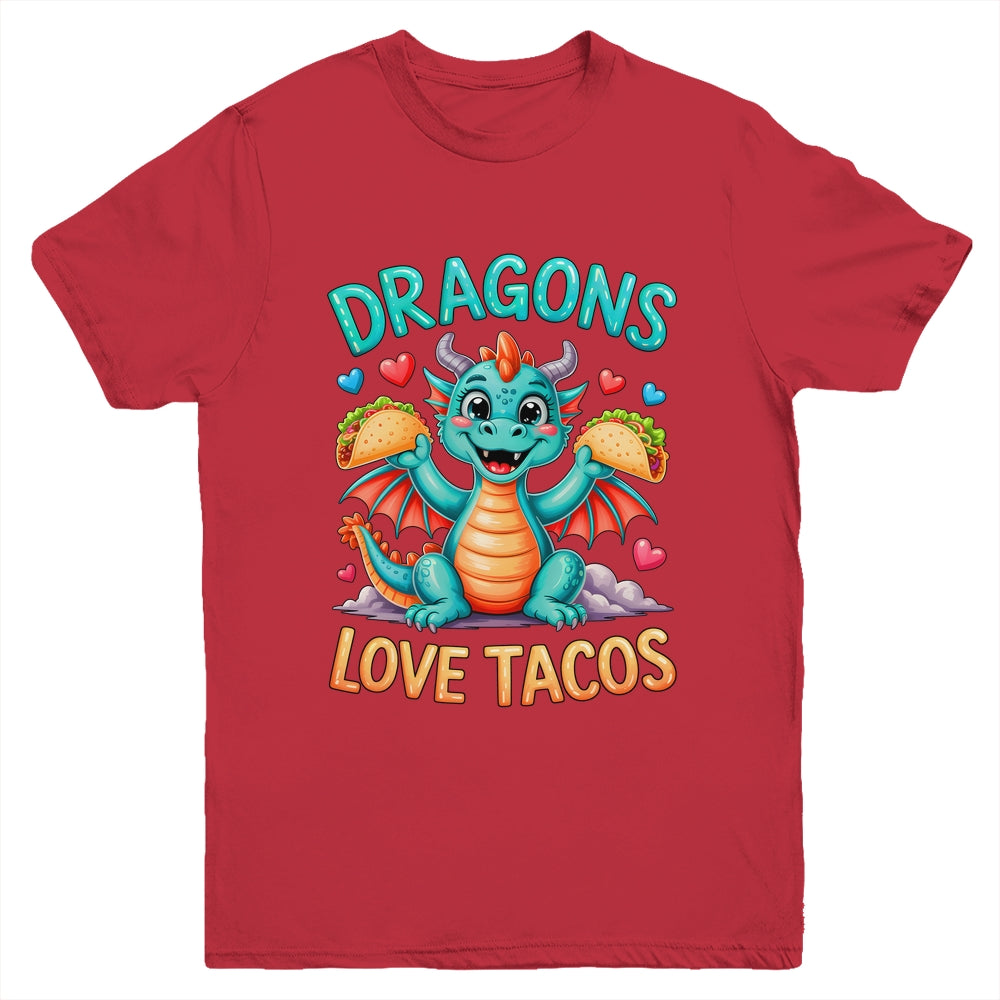 Dragons Love Tacos Costume Mexican Taco Dragon Kids Mexico Youth Shirt | siriusteestore