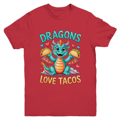 Dragons Love Tacos Costume Mexican Taco Dragon Kids Mexico Youth Shirt | siriusteestore