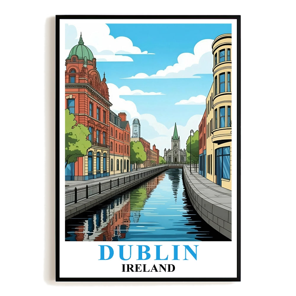 Dublin Ireland Poster Vintage Style Culture And Travel Street And River Wall Art Landscape Print Painting For Home Decor Living Room Office Bedroom Decor Unframed | siriusteestore