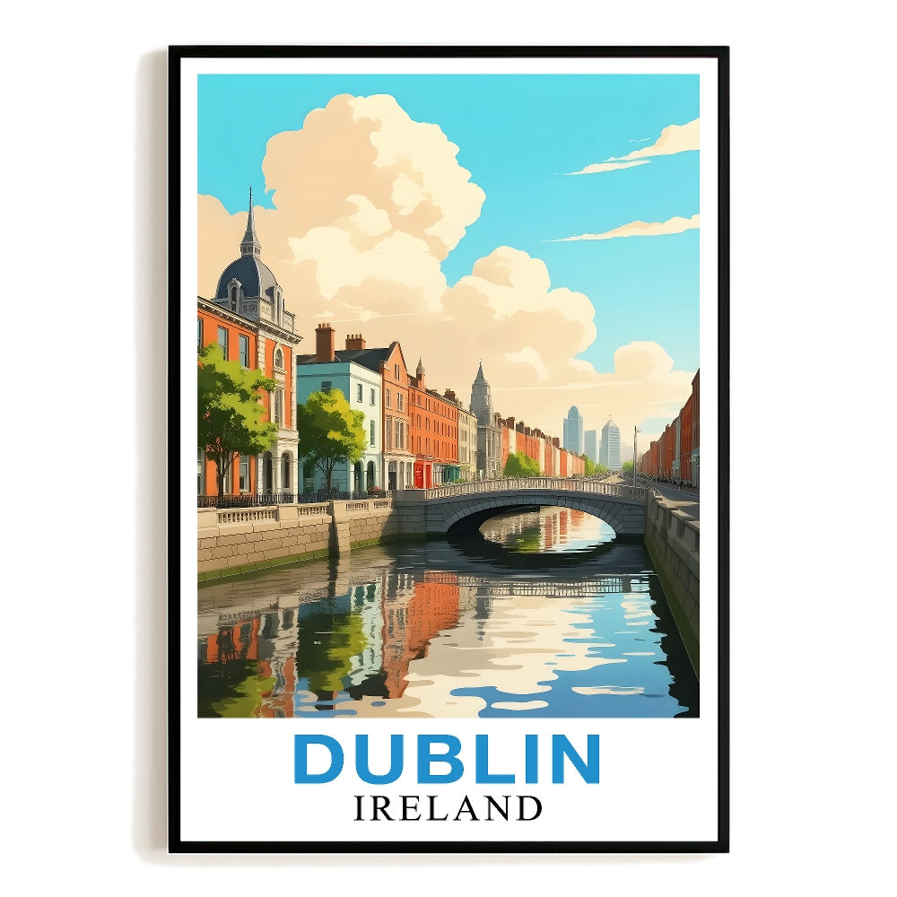 Dublin Ireland Vintage Travel Poster Skyline Irish Heritage Admirers Souvenir Wall Art Landscape Print Painting Ideal For Home Living Room Office Bedroom Decor Unframed | siriusteestore