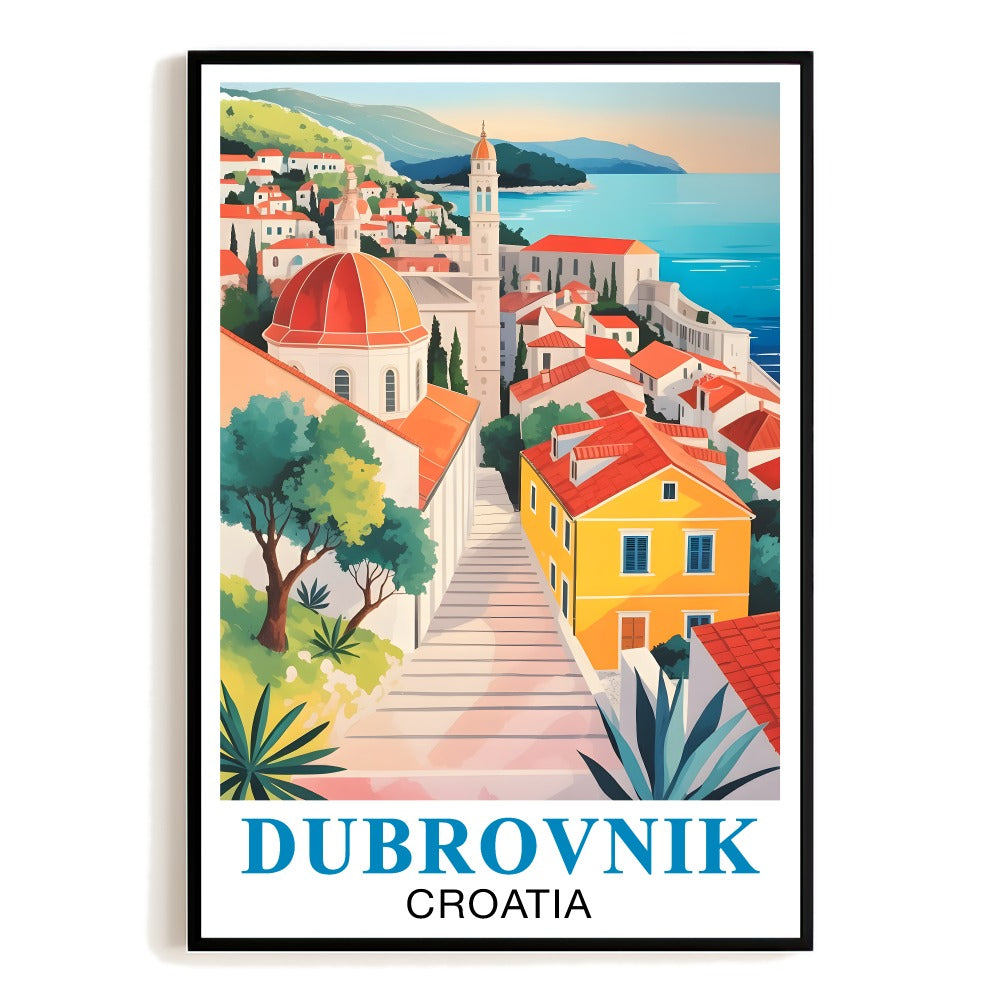 Dubrovnik Croatia Vintage Travel Poster Stunning Adriatic Cityscape Wall Art Landscape Print Painting Ideal For Home Office Living Room Bedroom Decor Unframed | siriusteestore