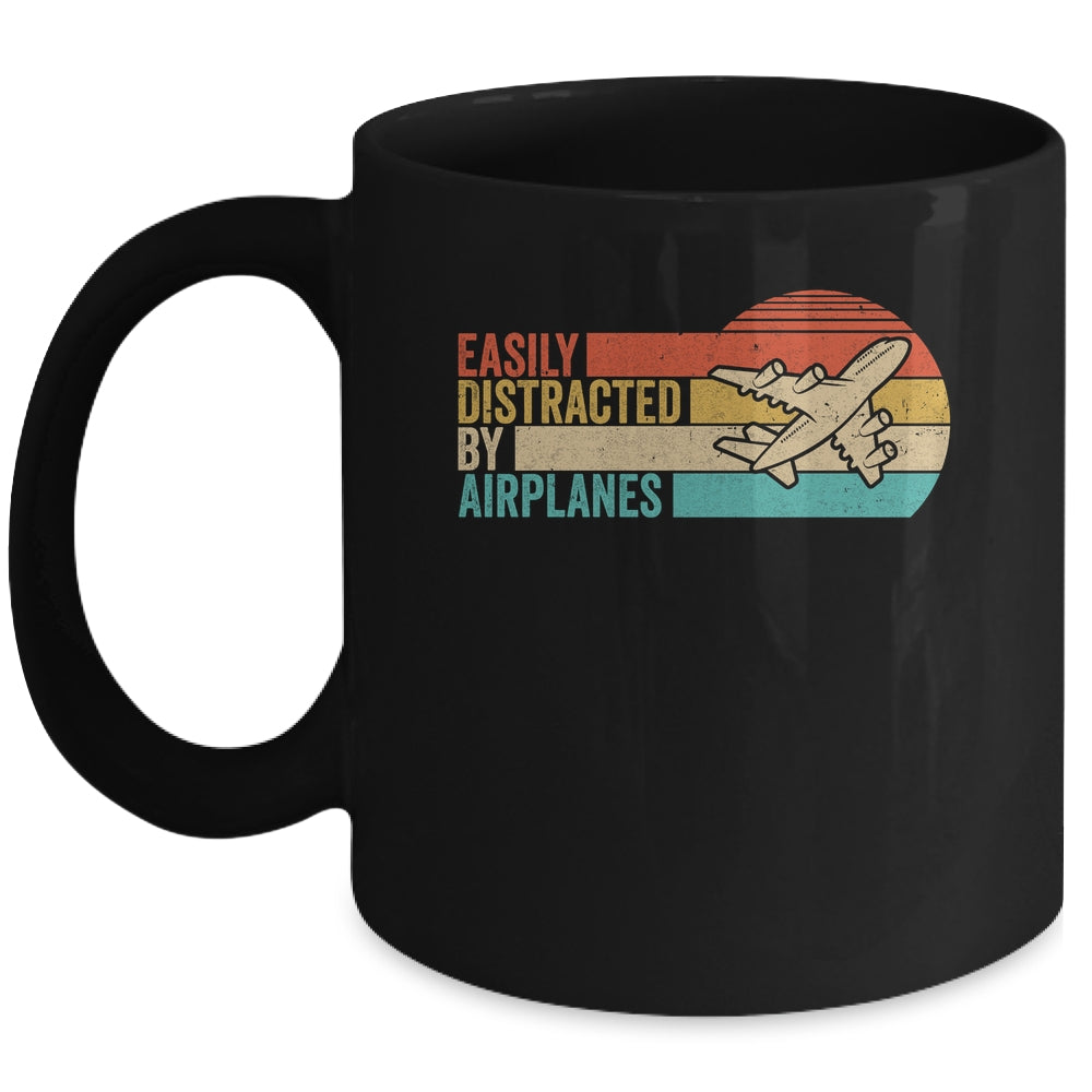 Easily Distracted By Airplanes Funny Pilot Aviation Plane Mug | siriusteestore