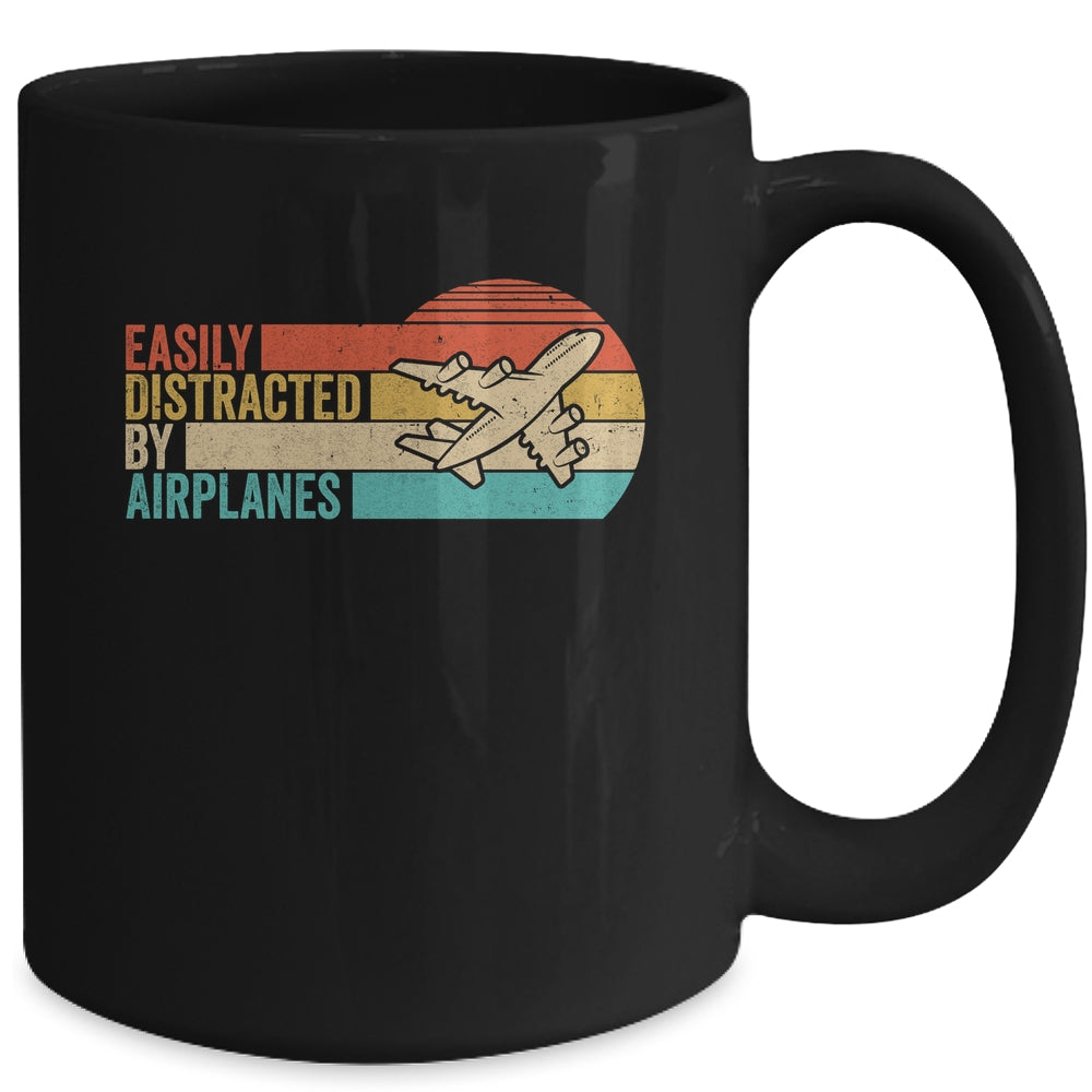Easily Distracted By Airplanes Funny Pilot Aviation Plane Mug | siriusteestore