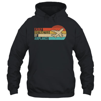 Easily Distracted By Airplanes Funny Pilot Aviation Plane Shirt & Hoodie | siriusteestore