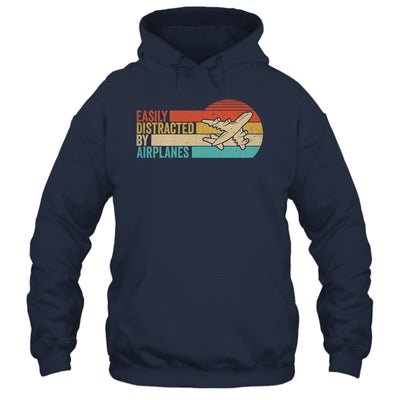 Easily Distracted By Airplanes Funny Pilot Aviation Plane Shirt & Hoodie | siriusteestore